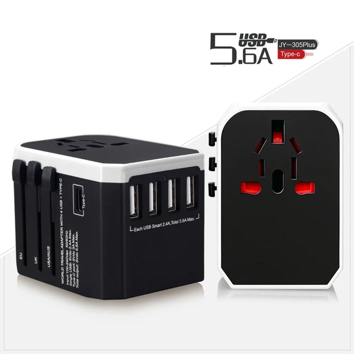 Melery US EU UK AU Plug Adaptor + USB - iPhone and Android