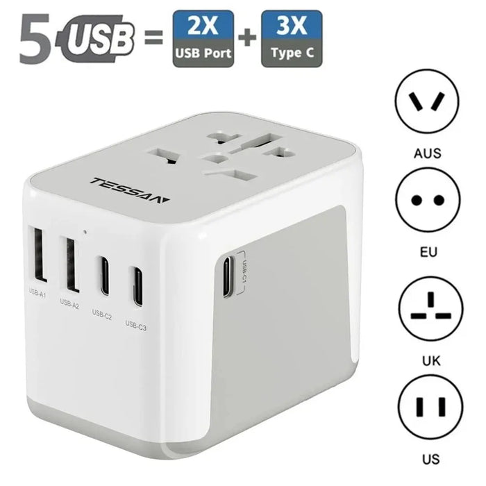 TESSAN Universal Travel Adapter + USB for US EU UK AUS